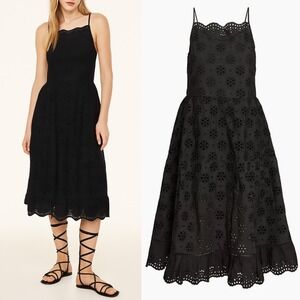 Aritzia Little Moon Eyelet Tiered Black Midi Dress Allegra Womens Size XS Square